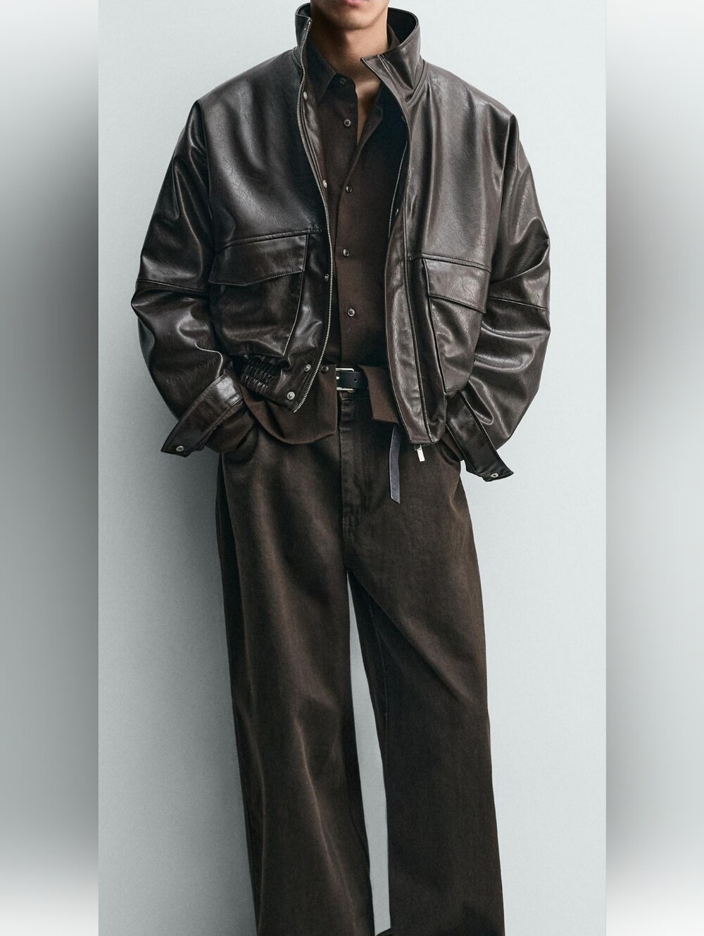 Zara Faux Leather Cropped Jacket - Picture 3 of 11